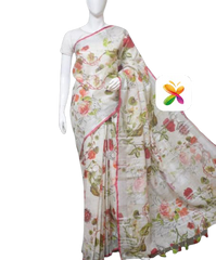 PURE LINEN DIGITAL PRINT SAREE SILK ZONE