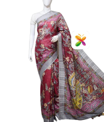 PURE LINEN DIGITAL PRINT SAREE SILK ZONE