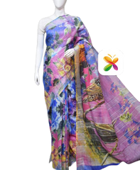 PURE LINEN DIGITAL PRINT SAREE SILK ZONE