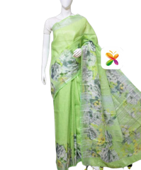 PURE LINEN DIGITAL PRINT SAREE SILK ZONE