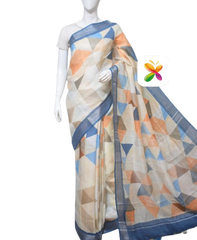 PURE LINEN DIGITAL PRINT SAREE SILK ZONE