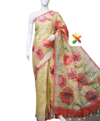 PURE LINEN DIGITAL PRINT SAREE SILK ZONE