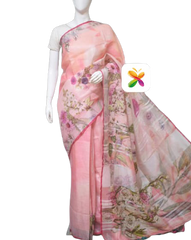 PURE LINEN DIGITAL PRINT SAREE SILK ZONE