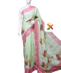 PURE LINEN DIGITAL PRINT SAREE SILK ZONE