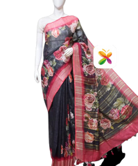 PURE LINEN DIGITAL PRINT SAREE SILK ZONE