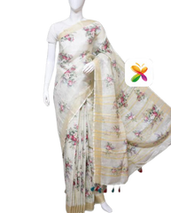 PURE LINEN DIGITAL PRINT SAREE SILK ZONE