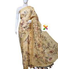 PURE LINEN DIGITAL PRINT SAREE SILK ZONE