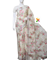 PURE LINEN DIGITAL PRINT SAREE SILK ZONE