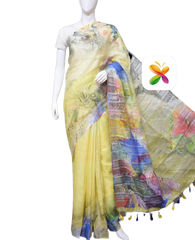 PURE LINEN DIGITAL PRINT SAREE SILK ZONE