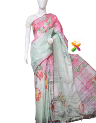 PURE LINEN DIGITAL PRINT SAREE SILK ZONE