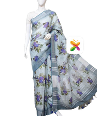 PURE LINEN DIGITAL PRINT SAREE SILK ZONE