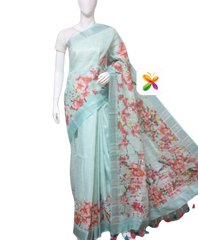 PURE LINEN DIGITAL PRINT SAREE SILK ZONE
