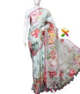 PURE LINEN DIGITAL PRINT SAREE SILK ZONE