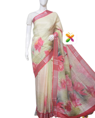 PURE LINEN DIGITAL PRINT SAREE SILK ZONE