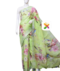 PURE LINEN DIGITAL PRINT SAREE SILK ZONE