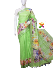 PURE LINEN DIGITAL PRINT SAREE SILK ZONE