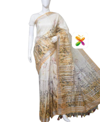 PURE LINEN DIGITAL PRINT SAREE SILK ZONE