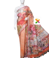 PURE LINEN DIGITAL PRINT SAREE SILK ZONE