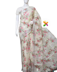 PURE LINEN DIGITAL PRINT SAREE SILK ZONE
