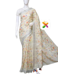 PURE LINEN DIGITAL PRINT SAREE SILK ZONE