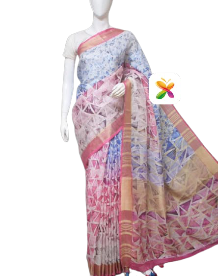 PURE LINEN DIGITAL PRINT SAREE SILK ZONE