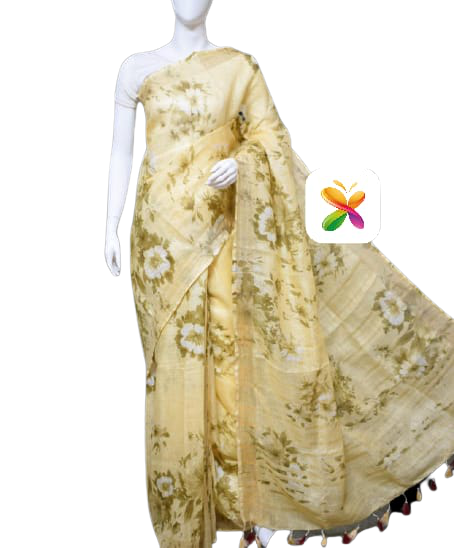 PURE LINEN DIGITAL PRINT SAREE SILK ZONE