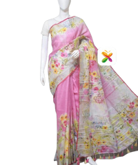 Pure linen digital print saree SILK ZONE