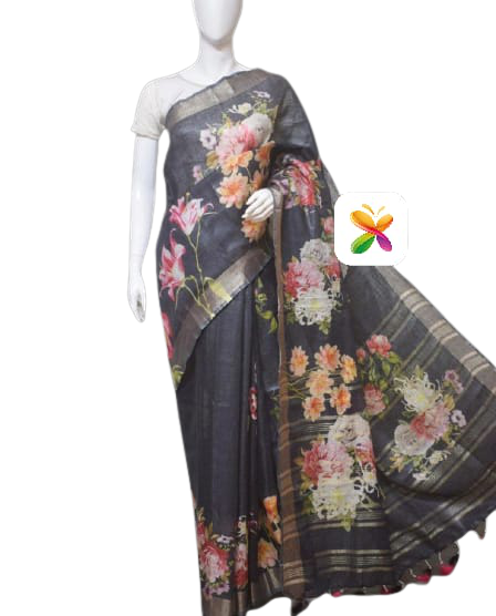 Pure linen digital print saree SILK ZONE