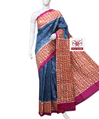 Pure Tussar Silk print saree