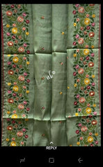 Tussar silk hand embroidery saree SILK ZONE