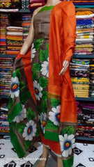 Tussar silk hand print suit SILK ZONE