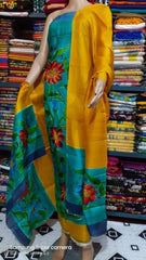 Tussar silk hand print suit SILK ZONE