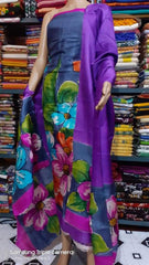 Tussar silk hand print suit SILK ZONE