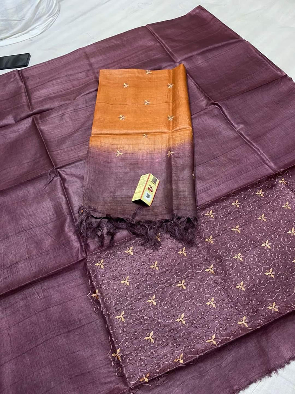 Tussar Silk Suit - Embroidery - Silk Zon