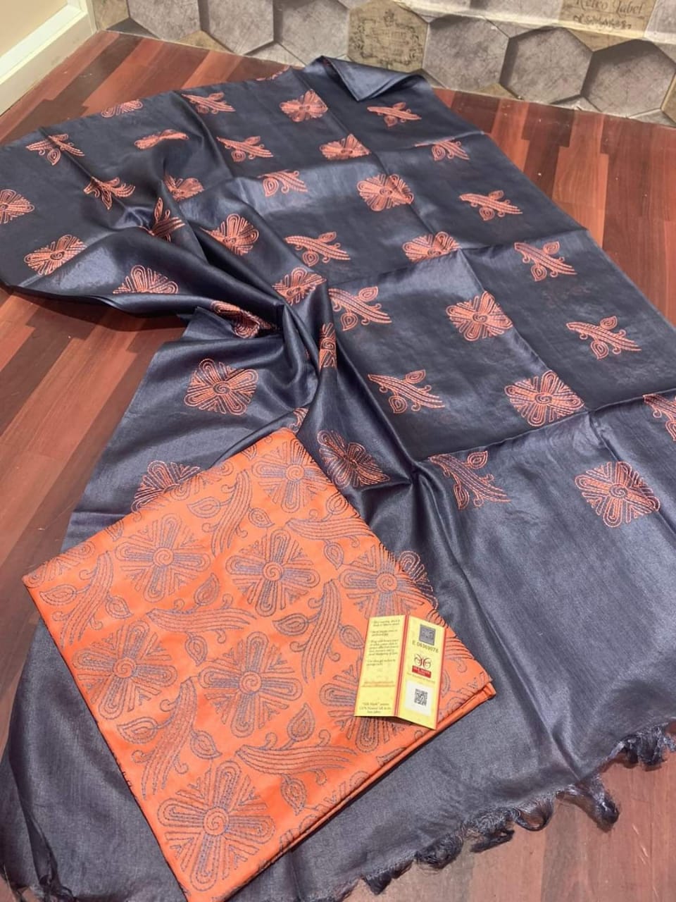 TUSSAR SILK EMBROIDERY SUIT SILK ZON