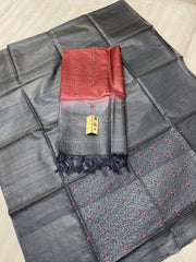 TUSSAR SILK EMBROIDERY SUIT SILK ZON