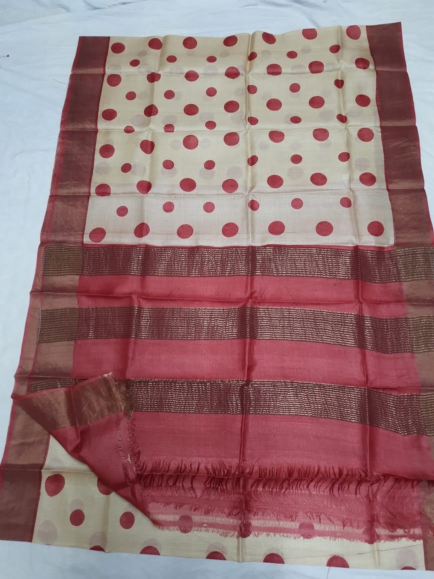 Pure Tussar Silk print saree
