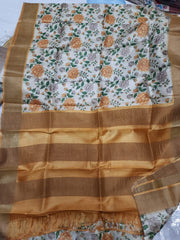 Pure Tussar Silk print saree