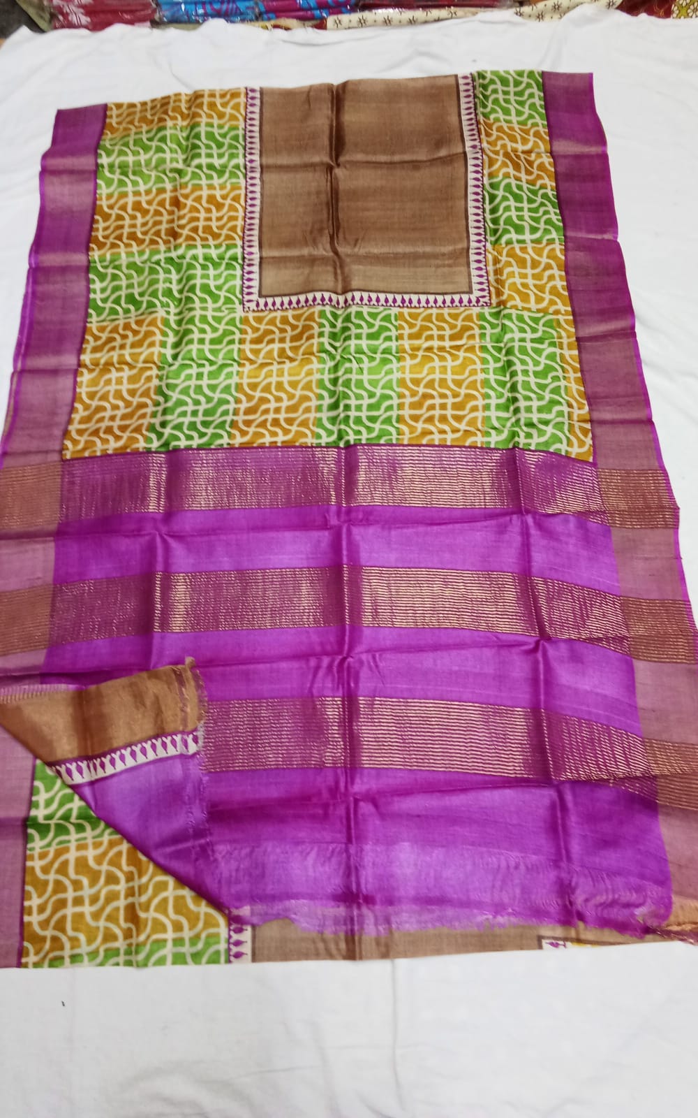 Pure Tussar Silk print saree