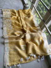 Organza Silk Saree - Organza Silk linen embroidery saree - Silk Zone
