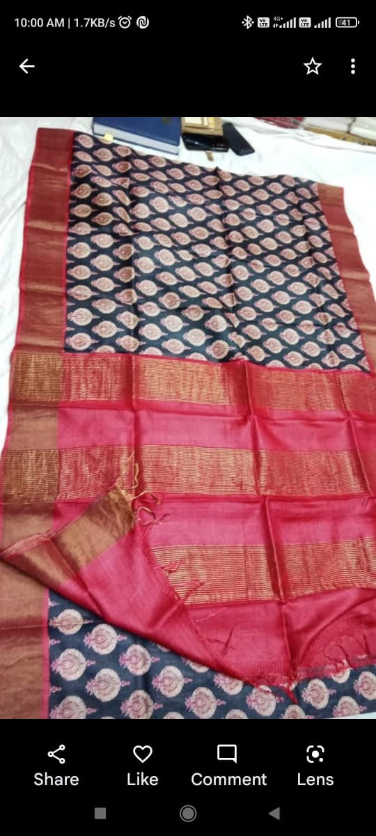 Pure Tussar Silk print saree