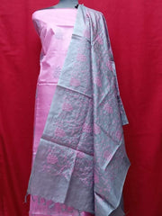 Tussar silk embroidery suit