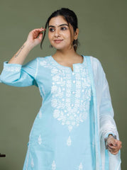 Khadi cotton embroidery suit