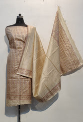 Pure tussar khadi print suit