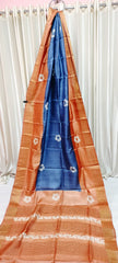 Tussar hand block print saree