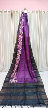 Tussar silk handblock print saree