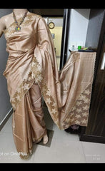 Tussar cutwork Embroidery saree