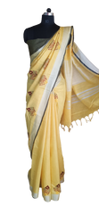 Cotton linen embroidery saree SILK ZONE