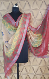 Tussar silk saree Linen printed duptta silkzon.in
