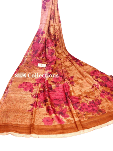 Handloom tussur silk digital print saree SILK ZONE